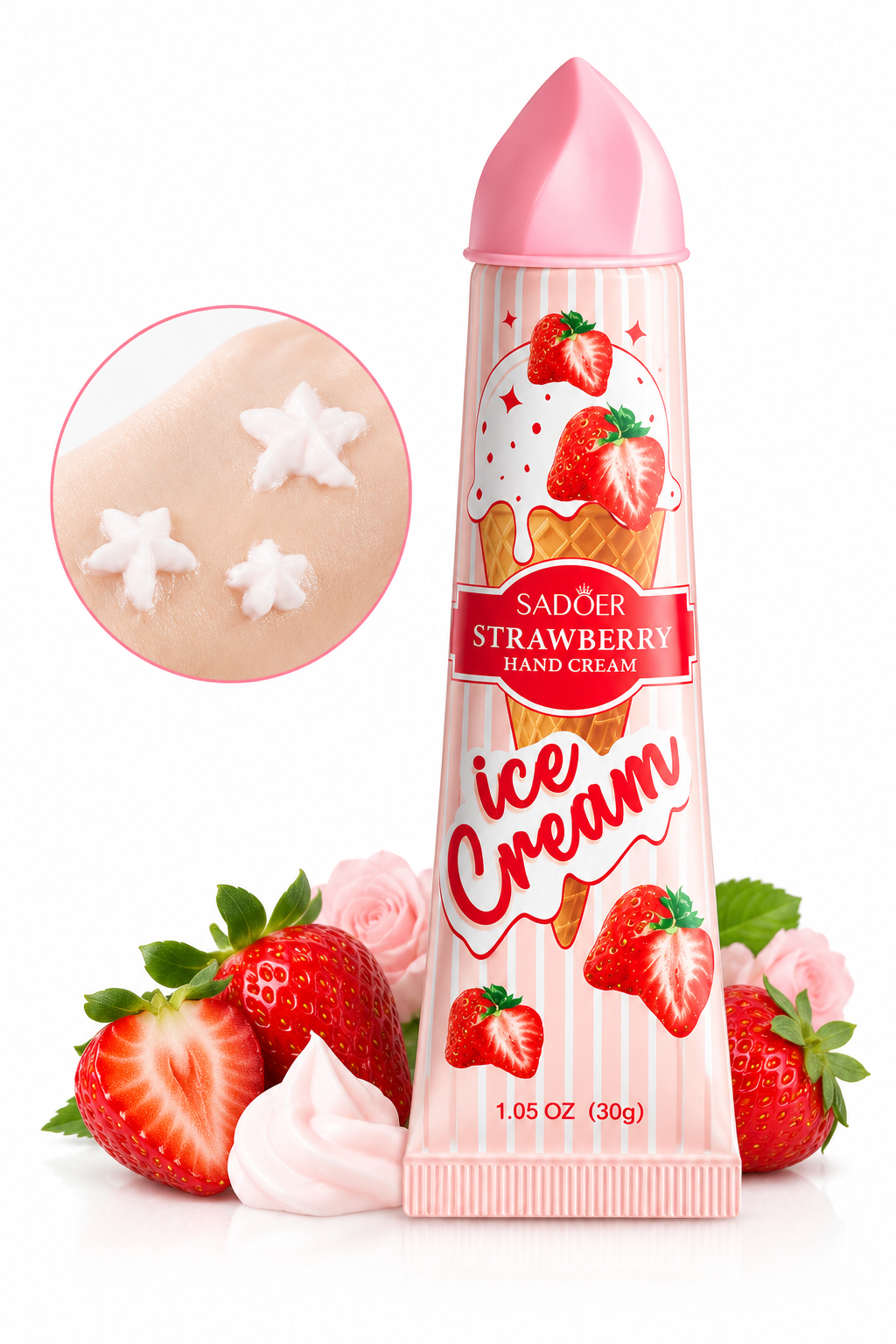 کرم دست خامه توت فرنگی سادور sadoer🍓